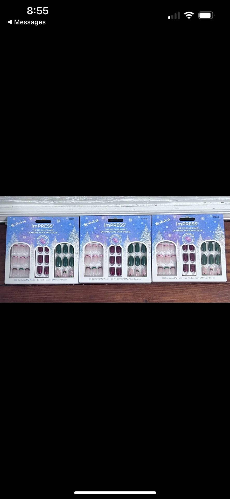 Lot of 3 - ImPRESS Press-on Manicure Holiday Gift Set  No. 04, 93265 (270 Nails)
