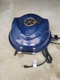 blue Ziggy by Ziegler & Brown portable electric BBQ grill.
