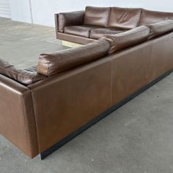 Milo Baughman Style Vintage Leather Sectional Sofa -Delivery Available