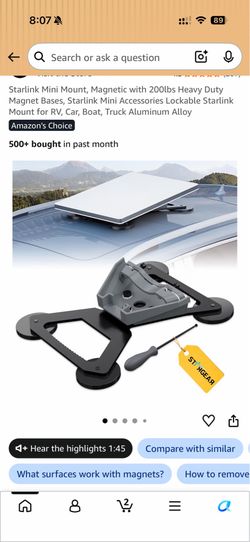Starlink Mini Mount, Magnetic with 200lbs Heavy Duty Magnet Bases, Starlink Mini Accessories Lockable Starlink Mount for RV, Car, Boat, Truck Aluminum