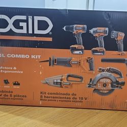 RIDGID 18V Cordless 8-Tool Combo Kit