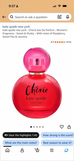 kate spade new york - Cherie Eau De Parfum - Women's Fragrance - Sweet & Musky - With notes of Raspberry, Sweet Pea & Jasmine