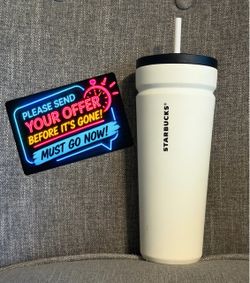 Starbucks White Tumbler with Twist Open/Close Straw