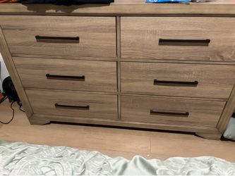 6-Drawer Double Dresser Light Oak Finish