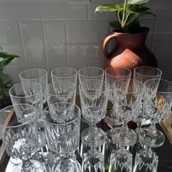 Vintage Cut Glass Stemware Set – 20 Pieces Total (Small, Medium & Large Goblets)