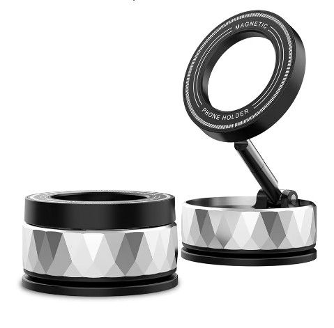 Magsafe Phone Holder for Car, Vacuum Suction Magnetic Car Phone Holder, Nano Suction & N55 Strong Magnet, Cell Phone Holders for Car of Smartphone (Si