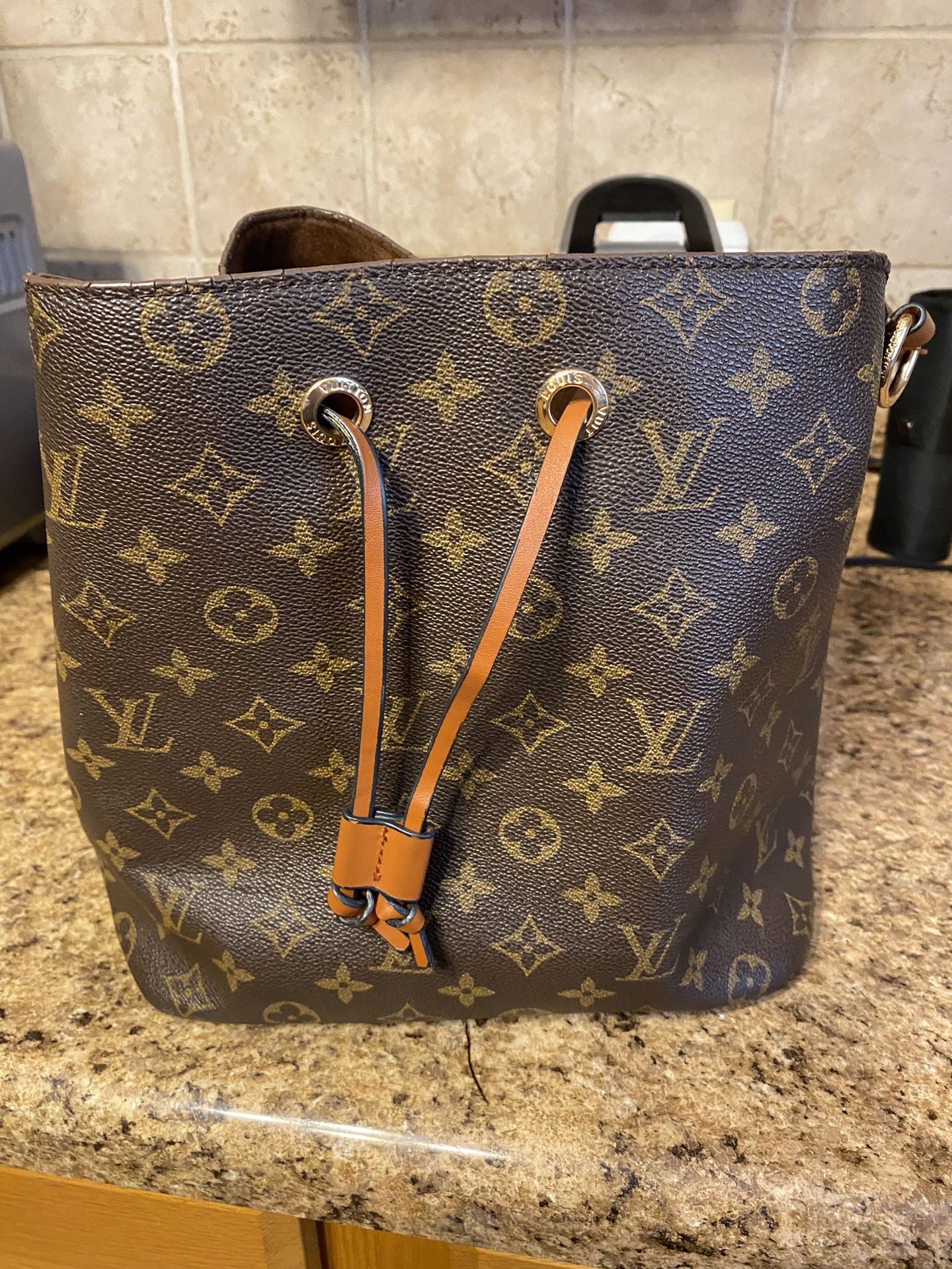 LOUIS VUITTON Shoulder Bag NEONOE Leather Monogram Brown 2way Ladies 