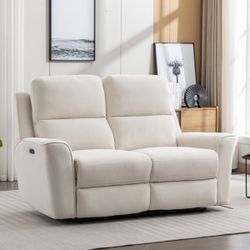 Wide Microfiber Upholstered Zero Clearance Recliner Power Reclining Loveseat Sofa with USB Port $220