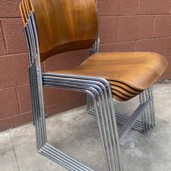 Gorgeous MCM 40/4 Chairs David Rowland Wood Chrome Set Of 5 1980s