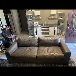 Amazon Brand - Stone & Beam Westview Extra-Deep Down-Filled Leather Sofa Couch, 89"W, Dark Grey