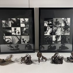 RARE Set of 5 LEON VERMILYA California Artist Bronze Maquettes and Framed Photos