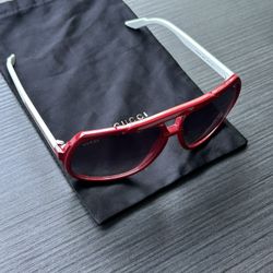 Red And White Gucci Glasses With Bag 