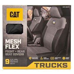 CAT® MeshFlex Truck Seat Covers - Front + Rear 9 Piece Set - Gray