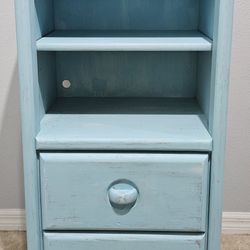 Vintage Wood Shelf with Drawers