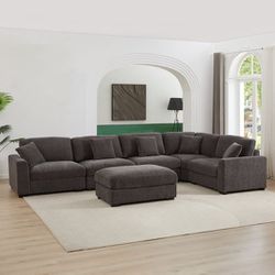BRAND NEW 6 PIECES SECTIONAL COUCH WITH OTTOMAN INCLUDED
