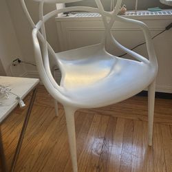 Two White Modern Dining Chairs 
