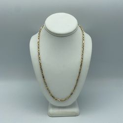 14kt Two Tone Solid Gold Milano Rope Figaro Chain 22”