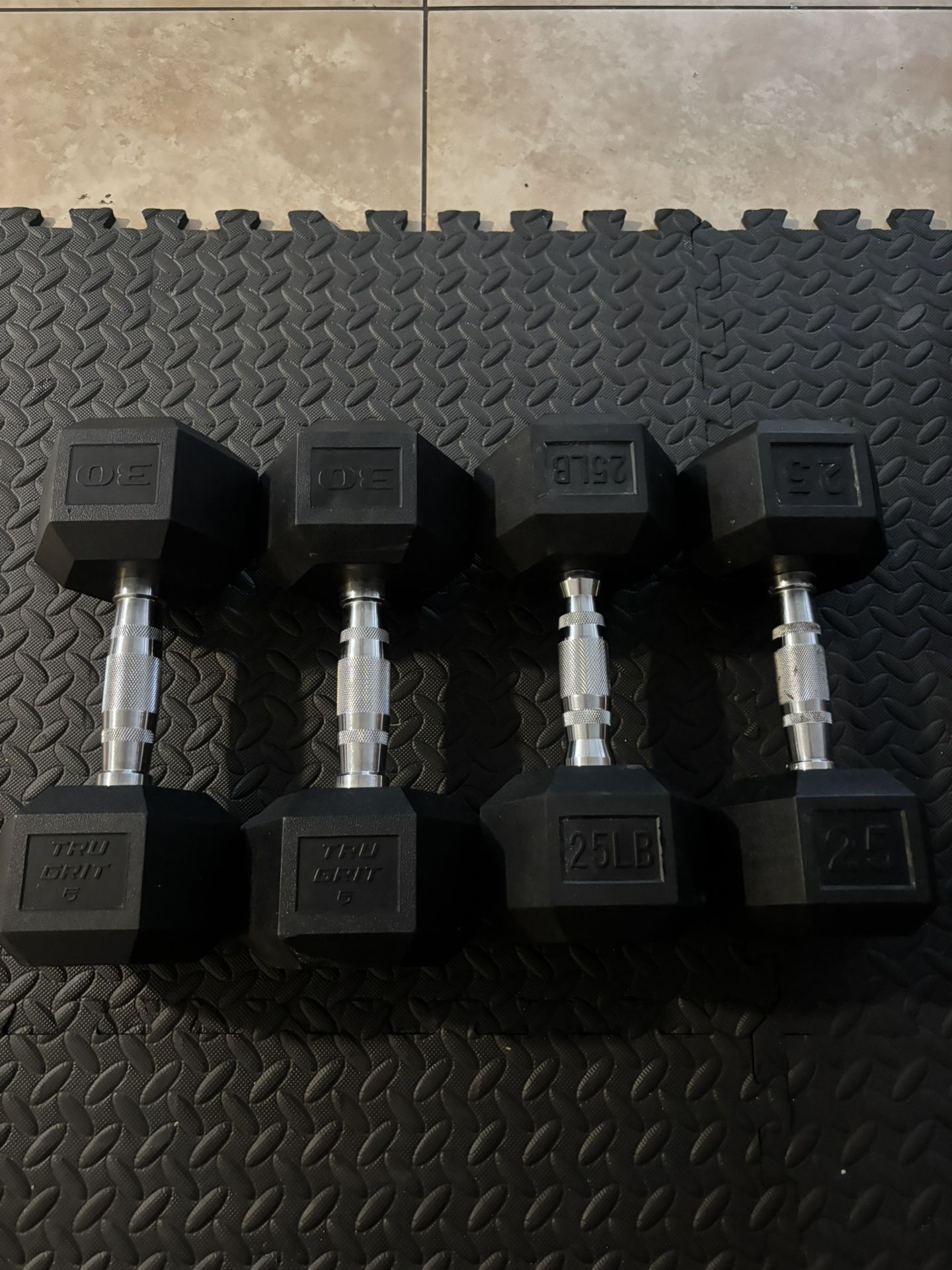 Pair Of 25lb Rubber Hex Dumbells