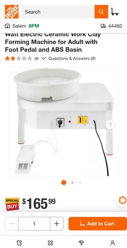 Electric Pottery Wheel with Foot Pedal and ABS Basin