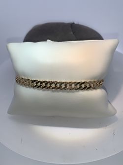 14k yellow gold Flat wheat gents bracelet 