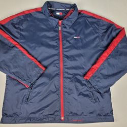 Tommy Hilfiger Windbreaker Jacket Blue Long Sleeve Full Zip Tommy Jeans Men's XL