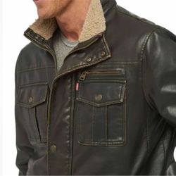 Levi's Men's Faux Leather Jacket Size L brown 