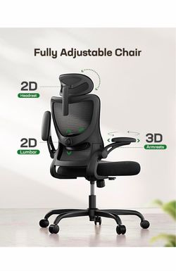 Marsail Ergonomic Office Chair: Office Desk Chair with High Back Mesh and Adjustable Lumbar Support Rolling Work Swivel Task Chairs with Wheel 3D Armr