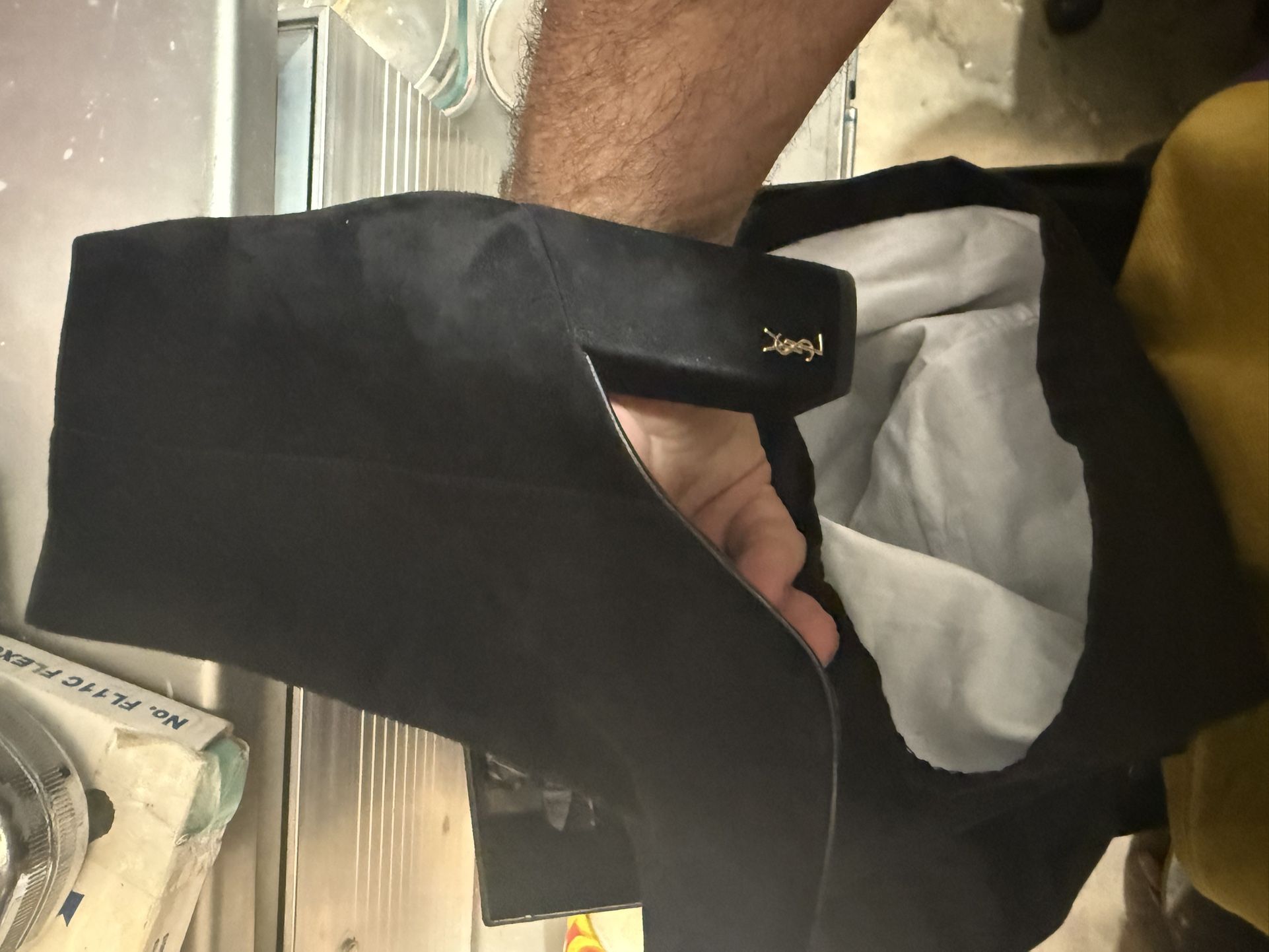Saintlaurent Zip Up Back Black Heels