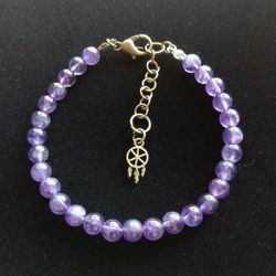 Amethyst Crystal Antique Bronze Bracelet Handmade By Master Energy Healer Good Dreams Protection Calming