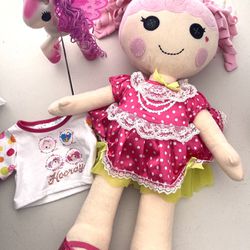 LALALOOPSY - Plush Doll In dress with Extra PJ’s -Shirt/shorts.  Plus Pink Starry Night Pegasus.
