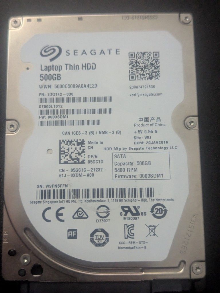 Seagate 500GB Laptop HDD 5400rpm
