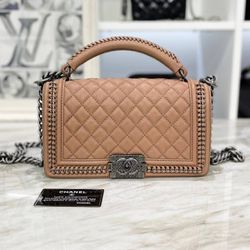 Chanel Boy bag with woven Chain