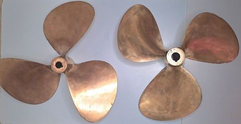RARE Michigan Wheel Company Large Bronze Boat Propellers - Set of Two (2), 1950s