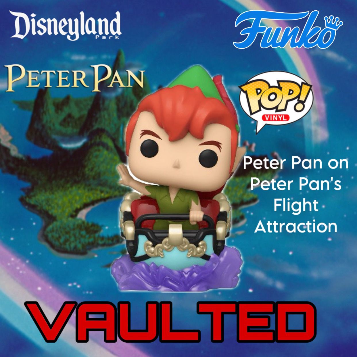 (NEW) Funko POP! Ride: Disneyland 65th Anniversary #25 Peter Pan on Peter Pan’s Flight Attraction (VAULTED)