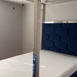 Royal blue canopy bed frame