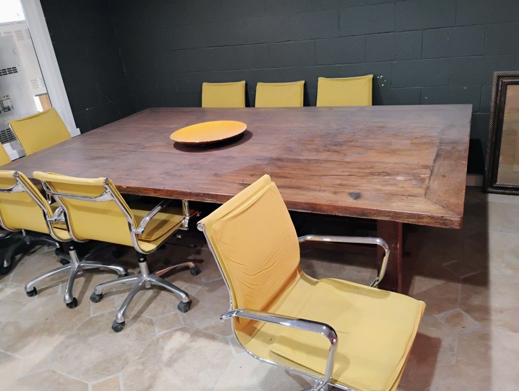 Solid Wood Conference Table And 8 Chairs