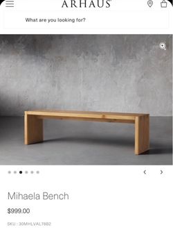 ARHAUS MIHAELA DINING BENCH AND MATCHING TABLE: Retail $8300 MINT