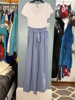 Blue & White Just B Jumpsuit – Size Small – Stylish One Piece