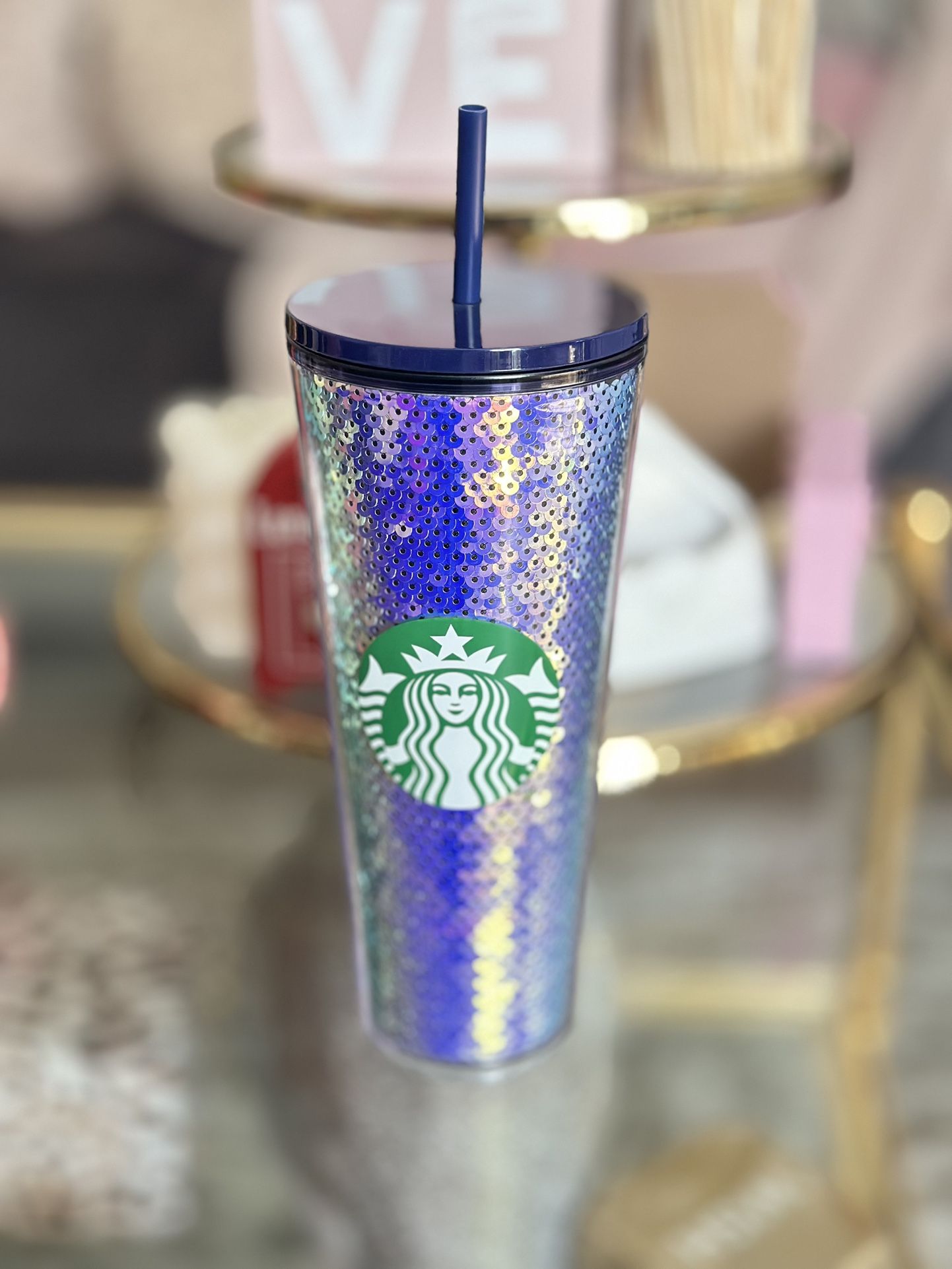 Dark Starbucks Sequin Tumbler 