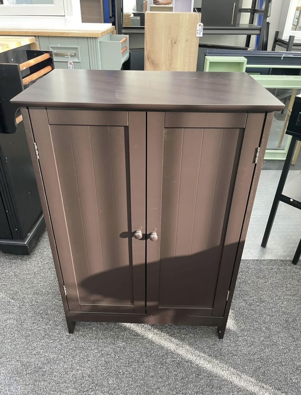 assembled new Freestanding Storage Cabinet with Double Doors and Shelf,