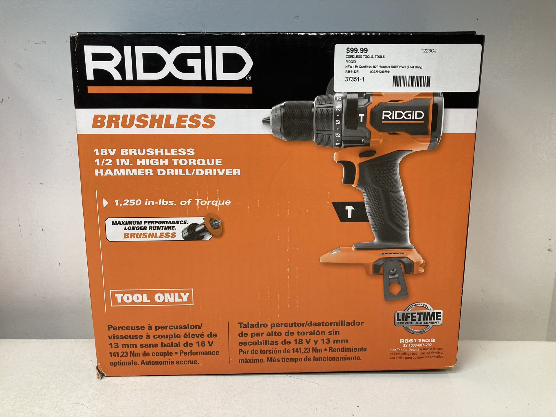 NEW RIDGID R861152B - 18V Cordless 1/2" Hammer Drill/Driver (Tool Only)