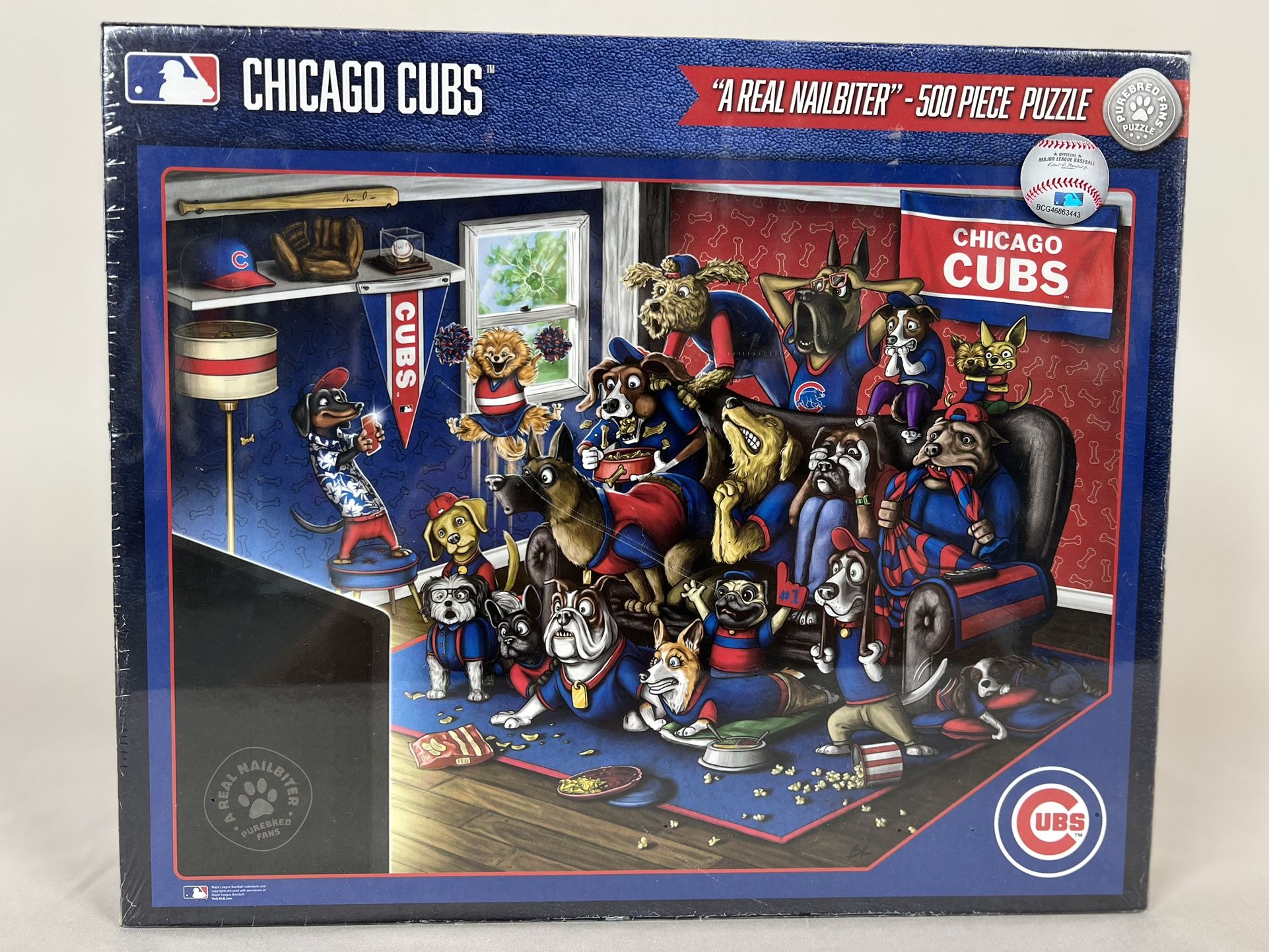 NEW MLB Chicago Cubs Purebred Fans 'A Real Nailbiter' Puzzle - 500pc