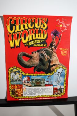 Vintage 1970s Circus World Museum Poster Baraboo WI Elephant Map 13.5x17.5