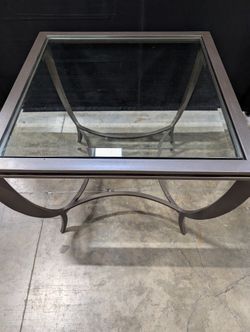 Square Glass Top Bronze Finish End Table
