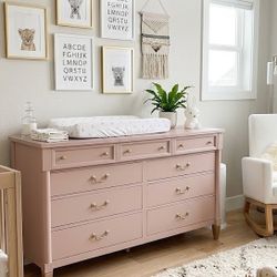 Dusty Rose 9-Drawer Dresser/changing Table 
