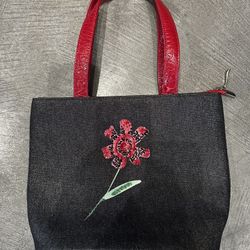 Charcoal floral tote bag