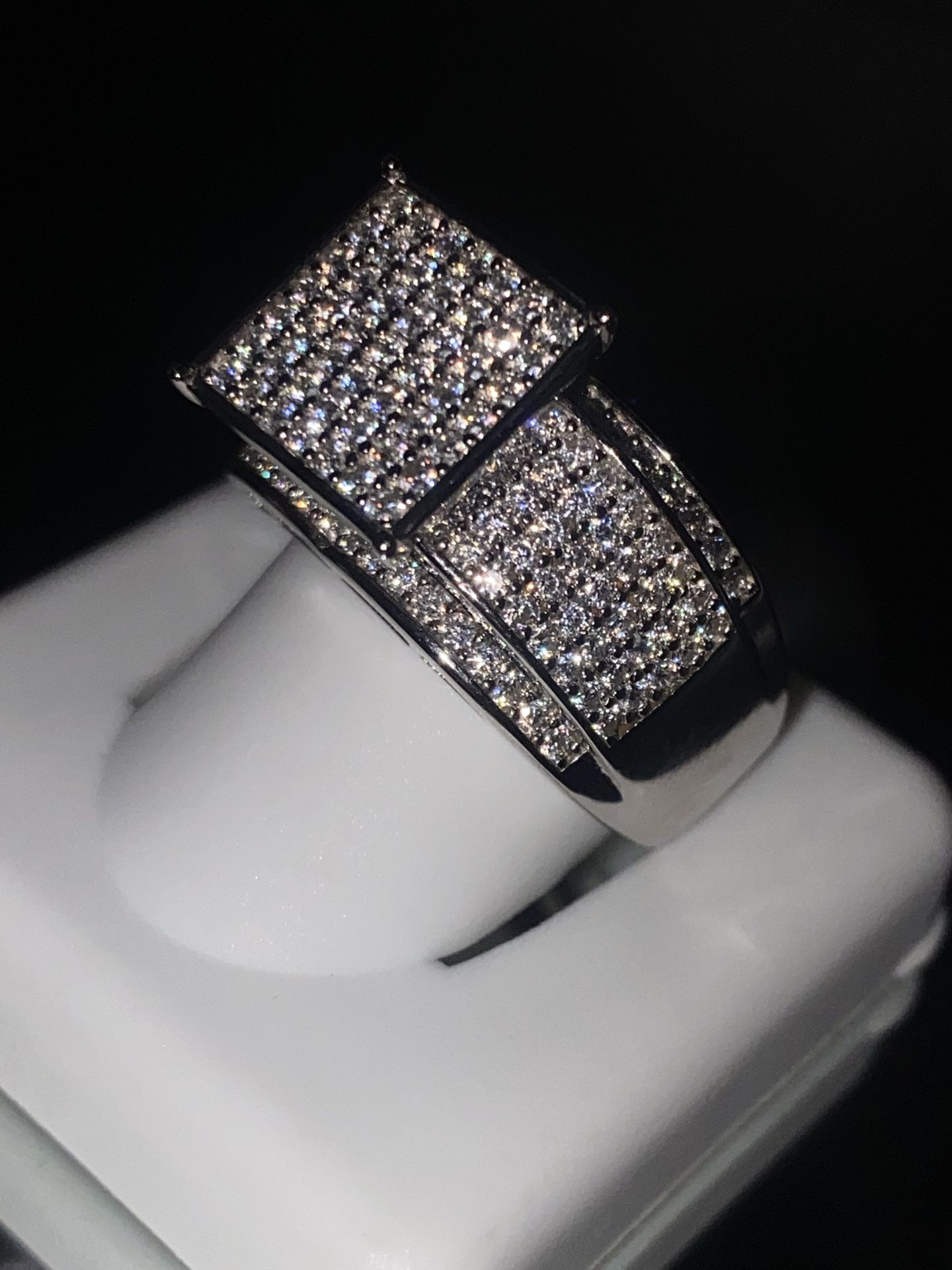 Size 7 Womens Moissanite Engagement Ring with Regal Square Face Cluster