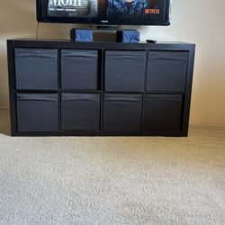 Black IKEA Book Shelf w/ Storage Cubbies 59”x31”x15”