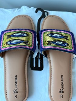 No Boundaries Beaded Slide Sandals Size 8
