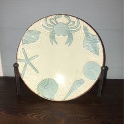 NEW Cracker Barrel White Sands Starfish Seashell 10.5”  Coastal Dinner Plate